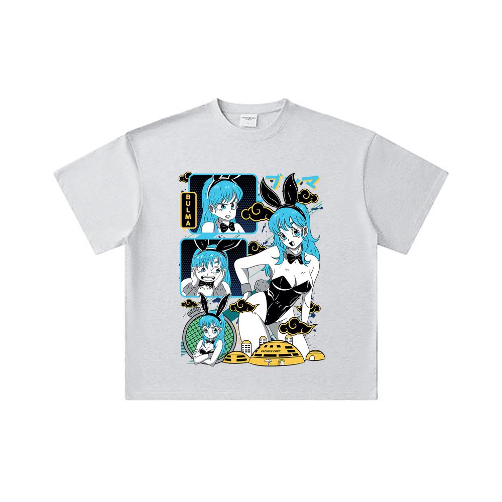 260 GSM Double Yarn 32 Count 100% Cotton Dragon Ball V9 Bulma Print Unisex Heavy Cotton T Shirt