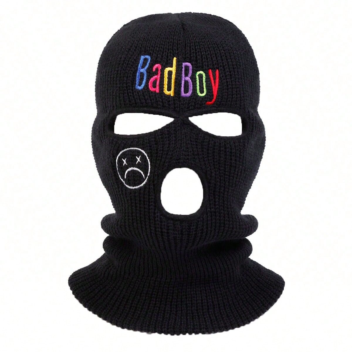 

Унисекс шапка-балаклава с вышивкой Bad Boy Зимняя теплая шапка от холода Ветрозащитные вязаные шапки Весна Осень Уличный спорт Путешествия для женщин мужчин чёрный