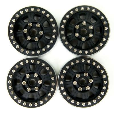 1.9-inch Aluminum Alloy Wheel Rims with Beadlock Design, Standard Light Weight, for 1/10 Scale RC Crawler Cars D90 SCX10 F350, Size 34 (Set of 4)