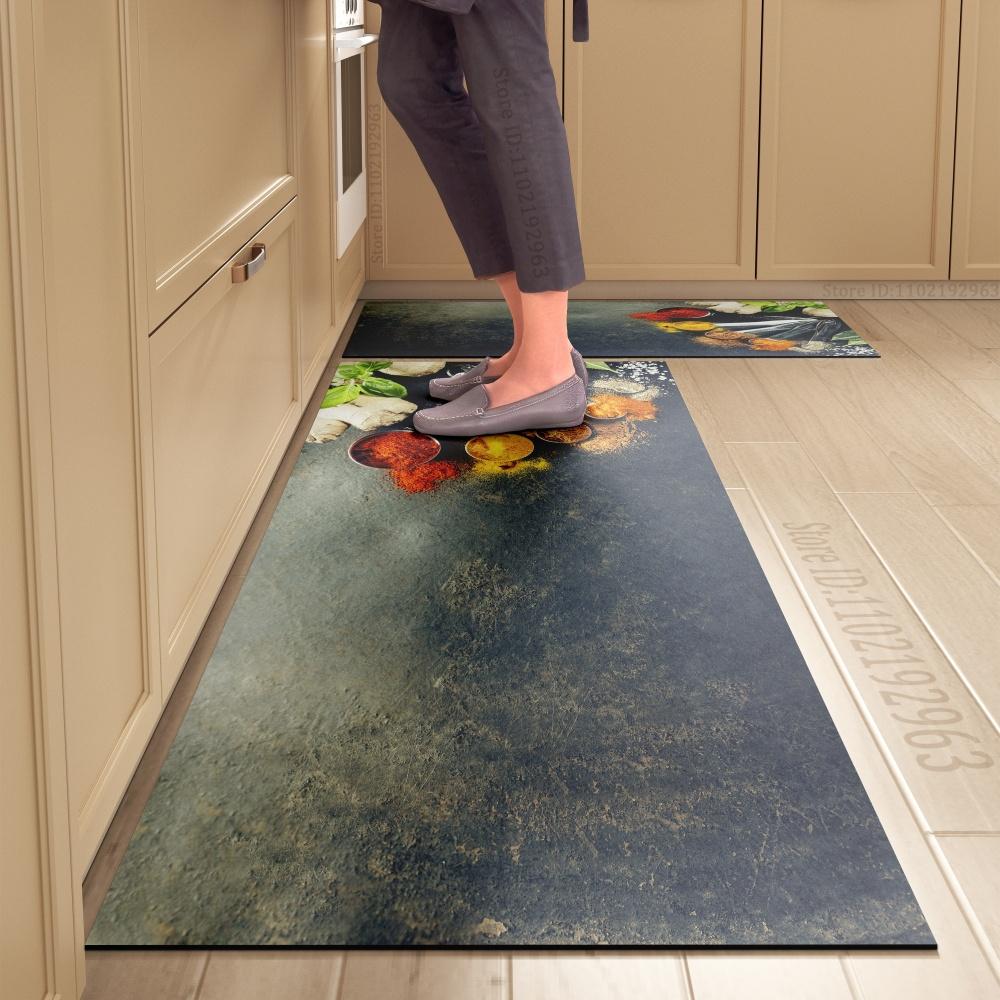 Spice Pattern Kitchen Mat Non-Slip Machine Washable Rug Set for Home Decor Anti-Fatigue Floor Mats Comfort Standing Pad