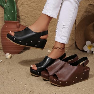 Sandales à plateforme grande taille à bout ouvert pour femmes, Chaussures à plateforme nouveau style