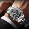 Original Stainless Steel mens watch Silver Blue Luxury Luminous Quartz Watches for Man Waterproof Wristwatch Reloj Hombre Clock