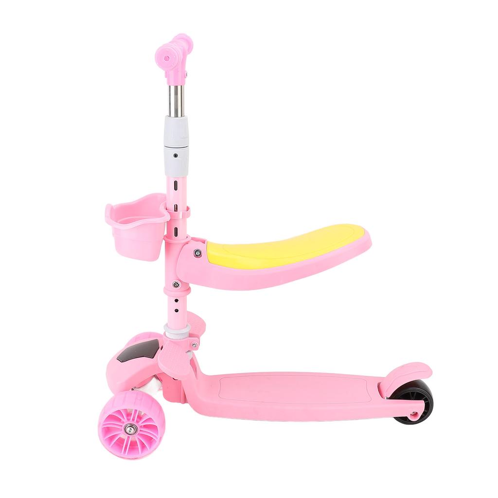 Kids Kick Scooter with Light Up Wheels Height Adjustable Multifunction 3 Wheel Folding Scooter for Boys Girls