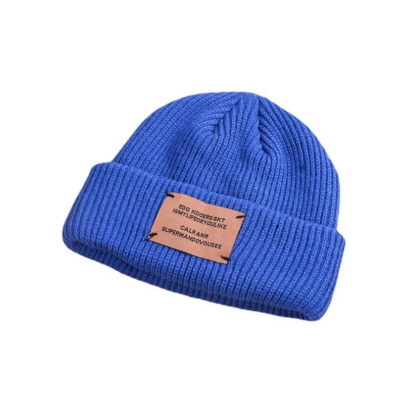 Hat Women Autumn and Winter Ins Patch Wool Hat Couple Casual Warm Knitted Hat Student Outdoor Cold Hat Men Ins Style