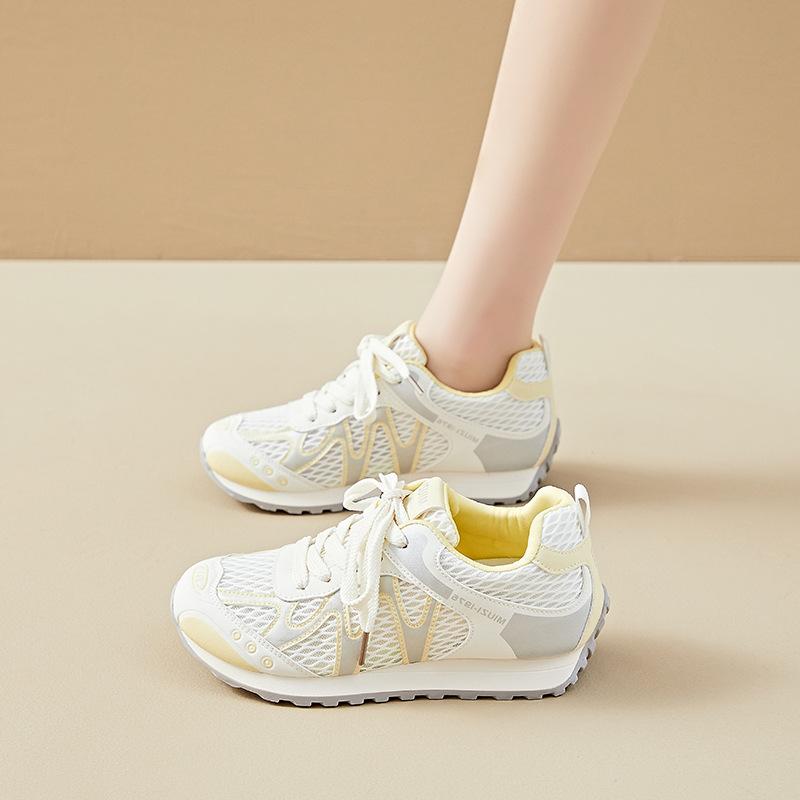 

Women s summer new breathable thin casual sports shoes thick-soled inner height-increasing women s shoes 40 бежевый