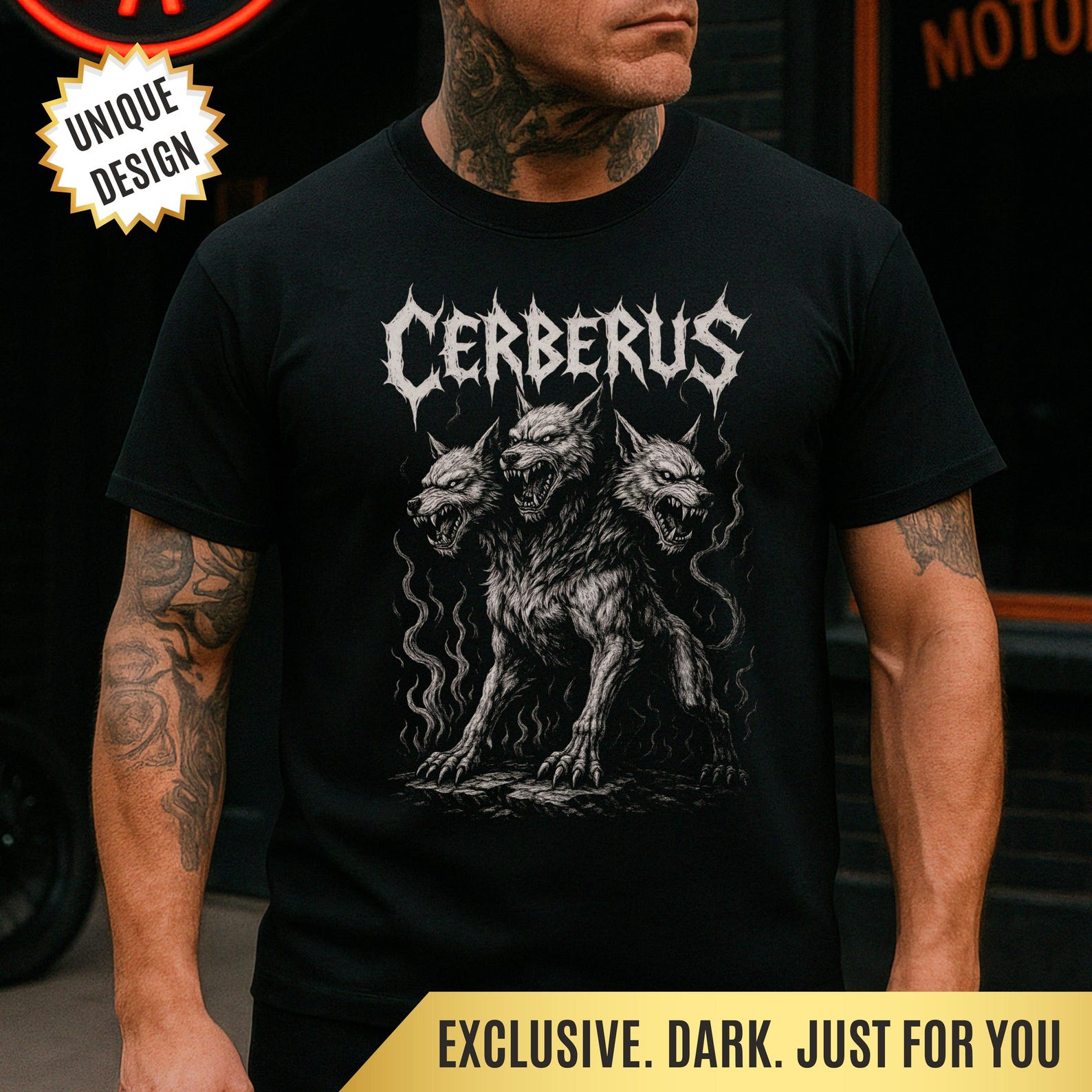 Cerberus T-Shirt Three-Headed Hellhound Shirt Hades Guardian Greek Mythology Gothic Tee Heavy Metal Gift Metalhead Apparel Shirt Unisex 3XL