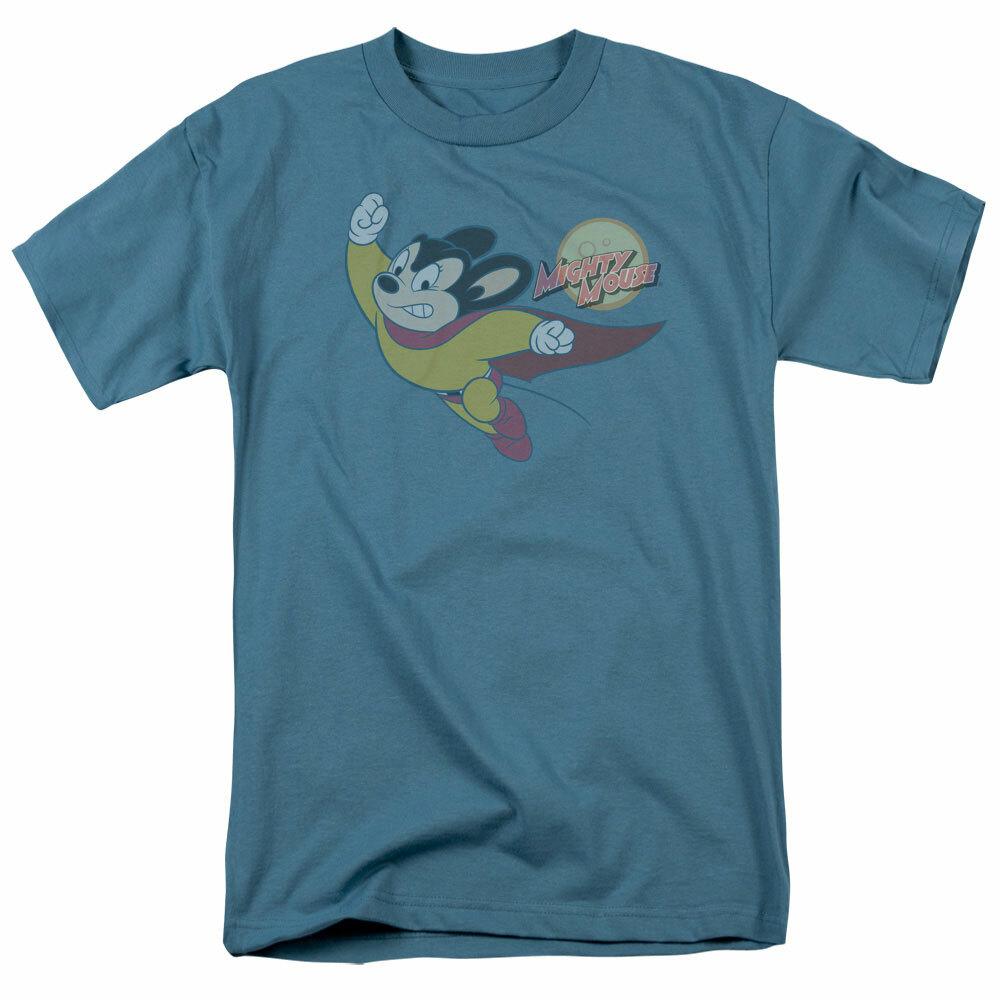 Mighty Mouse To The Sky T Shirt Mens Licensed Cartoon Merchandise Slate XXL