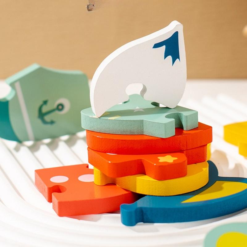 1PC Toddler Puzzles Set , Wooden Puzzles for Kids  Educational Animal Shape Color Matching Game & Color Toys Early Learning Preschool Educational Gift