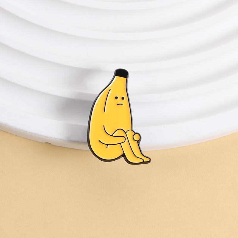 Cute Lazy Banana Enamel Pin Cartoon Fruit Character Brooch Collar Pins For Backpack Clothing Decoration Funny Badge Gifts