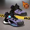 Boys' Winter 2025 Velvet-Lined Cotton Sneakers - Trendy Leather Surface for School Sports