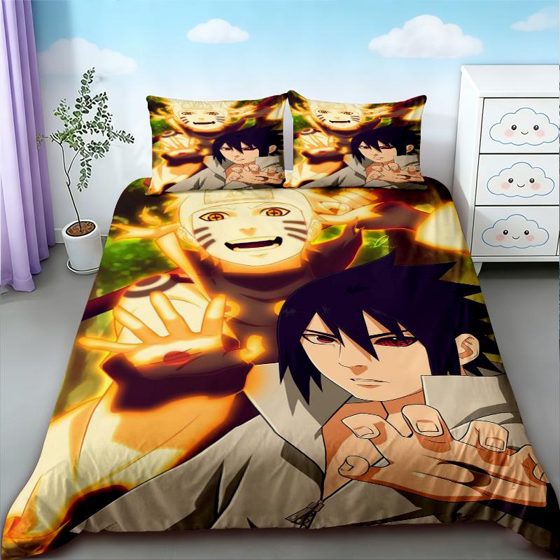 

Duvet Cover Anime Uzumaki Naruto Bedding Set Pillowcase Bedclothes Suit Single Double Quilt Cover Bedspead Bedroom boys best 135x200cm