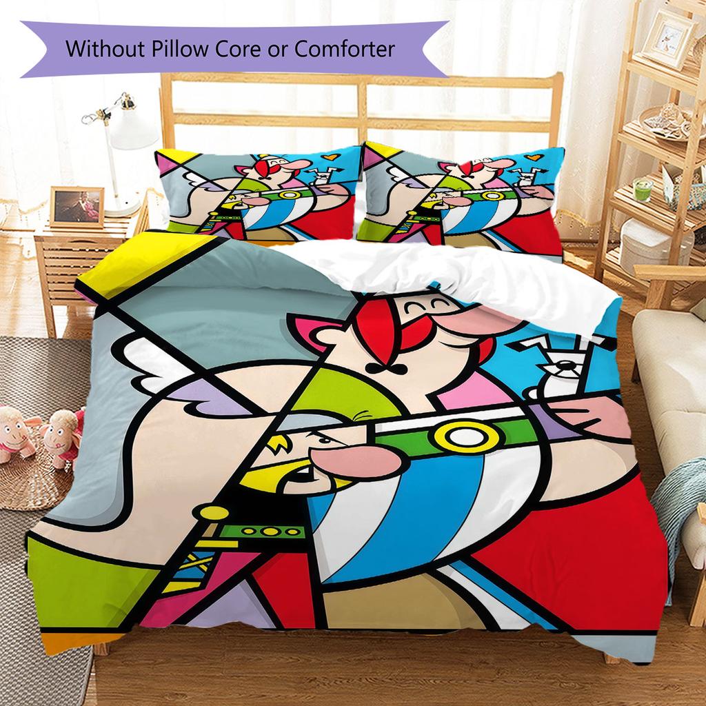 Asterix Bedding Quilt Set Quilt Cover Pillowcase Home Decoration Birthday Gift (1 * Duvet Cover + 2 * Pillowcase, Without Core)