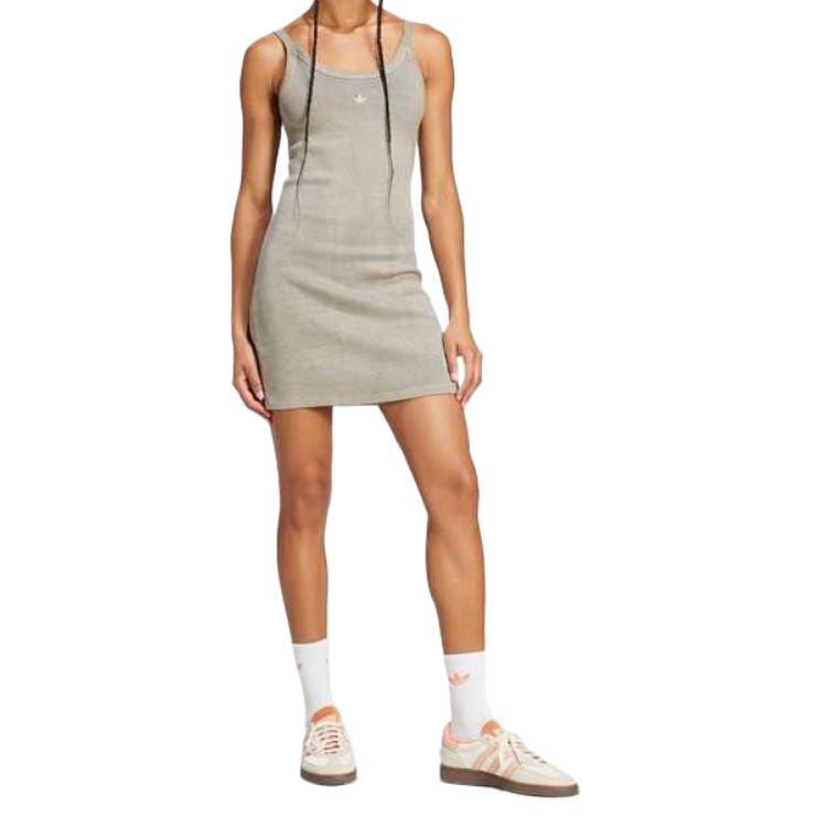

Adidas Originals Sports Lifestyle Series Comfortable Fashionable Simple Solid Color Sleeveless Dress Women Dresses Pebble-Silver-Gray JC7548 L