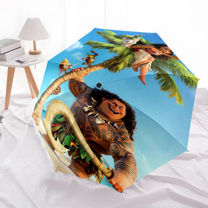 Disney Moana's Adventure Automatic Opening and Closing Folding - A Good Choice for Gifts, Fashionable and Convenient Umbrella With Cute Cart