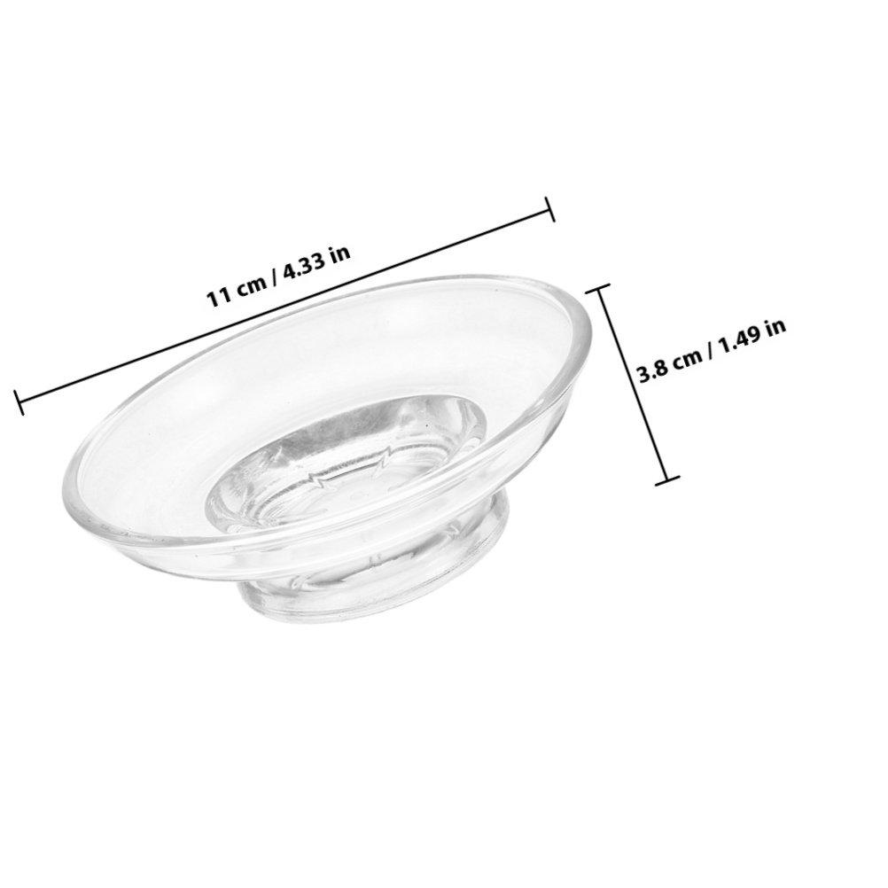 

Elegant Clear Glass Soap Dish Round Nonslip Base Easy Clean for Bathroom Kitchen Sink Shower Bathtub Countertop Washroom Soap прозорий
