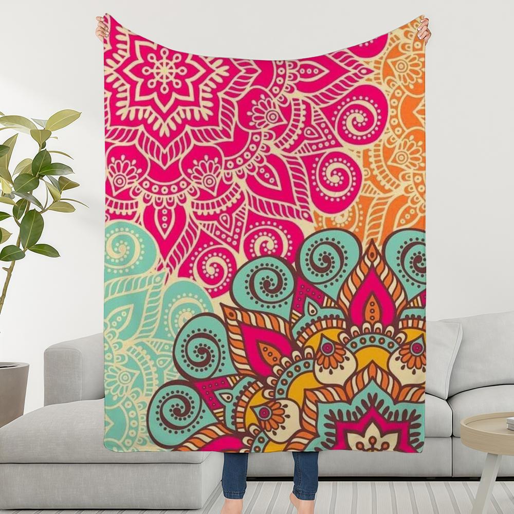 Blanket Throw Mandala Super Cosy Plush Living Room Art Sofa Couch Childish Print Birthday Gifts