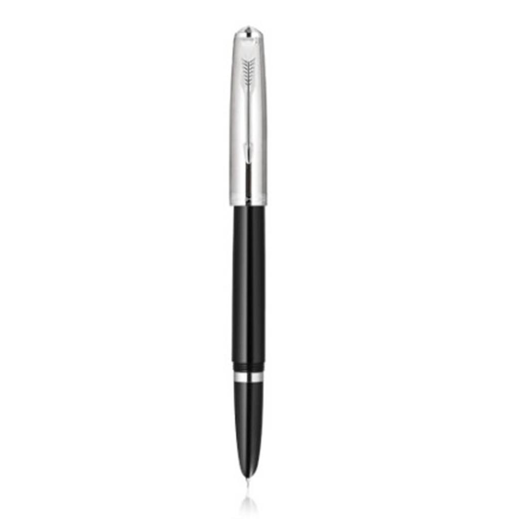 Black Writing Fountain Pen 0.38mm Fine Nib Ink Cartridge Change Signature Pen for Business