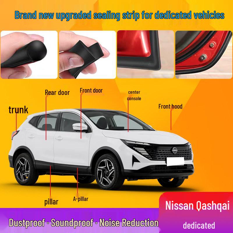 

Nissan Qashqai Sealing Strip: Door Insulation, Dustproof Rubber for Noise Reduction, Fits All Models 2016-2019 Qashqai Four-Door Package