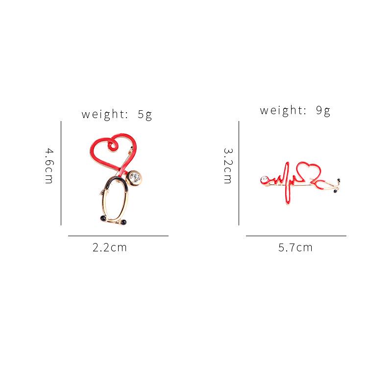 European-American Style ECG Alloy Brooch: Creative Cartoon Stethoscope Series