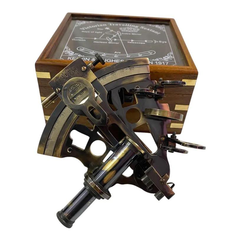Messing Nautisches Sextant mit Holzkiste - Kelvin & Hughes Viktorianische Marineinstrumente - Navigationsschiff Sextant - Am besten als Geschenk