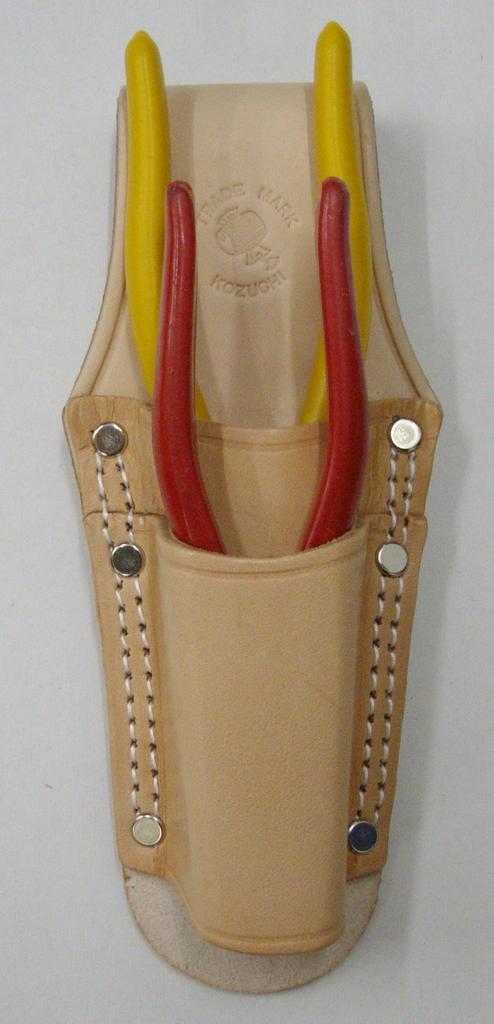 KOZUCHI Tanned Leather Pliers Holder, 2-Tier, Double-Stitched, Embossed, SP-04