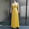 Summer Fashion Women's Halter V-neck Leak Back Tie Slit Long Dresses