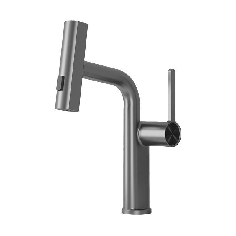 Brass Waterfall Bathroom Basin Faucet Gray/Brushed Gold Pull-out Washbasin Hot And Cold Mixed Basin Tap