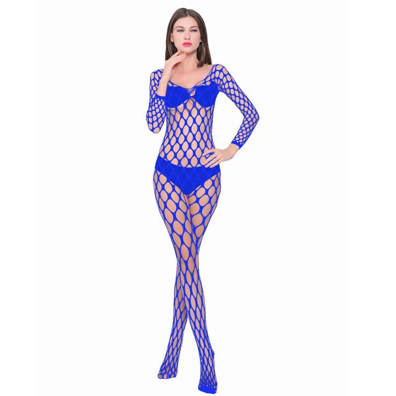 Sexy Underwear Sexy Long-sleeved Large Mesh Hole One-piece Net Socks Mesh Stockings Open Crotch