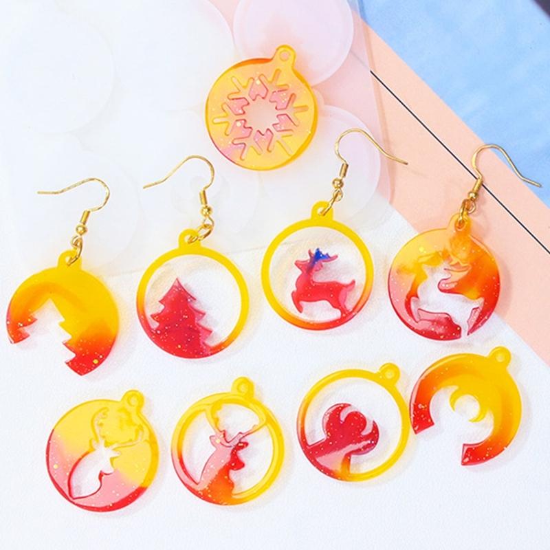 4Pcs Flexible Silicone Mold Christmas Earrings Mould Personalized Ear Pendant Mold for Craft Lovers Jewelry Supplies