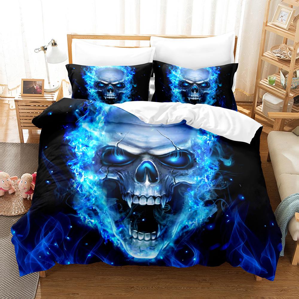 3D Skull Bedding Set Halloween Duvet Cover 2/3 Pieces DE135 * 200 Single/Double Boys' Room Deluxe Home Decoration gift