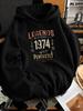 Unisex Vintage 1974 Retro Sweatshirt - Legends Born In 1974 Graphic Pullover Hoodie, Aged Perfectly Suitable for Casual Fall Winter Wear, Birthday Gif