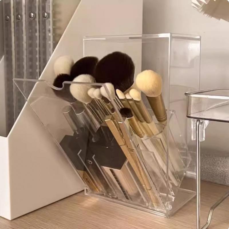 Make-up-Pinsel- und Lippenstift-Organizer aus Acryl mit Fächern - Aufbewahrungsröhre mit großem Fassungsvermögen