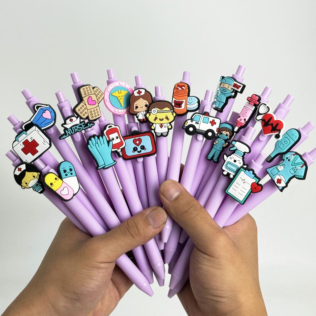 10Pcs Medical Series Retractable Ballpoint Pens, Solid Color Set - Doctor & Nurse Pens with Black Ink Refills, Fun Office Stationery Gift