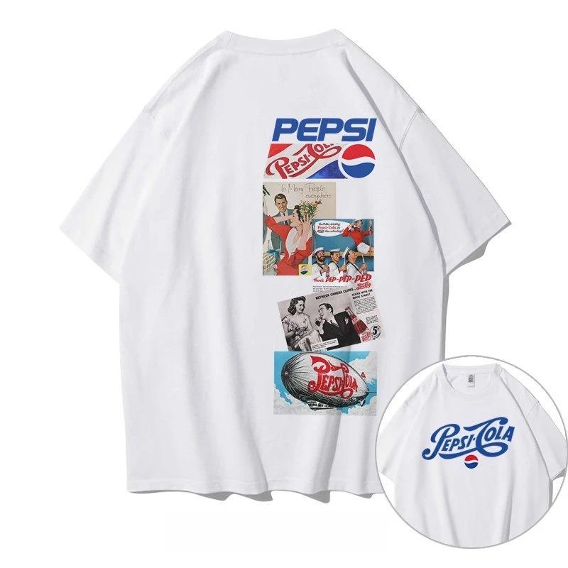 2026 Summer New Men's Women T-shirt Fashion Streetwear Coke T-shirt Unisex Astronauts Joint Design Short Sleeve Commemorative Shirt