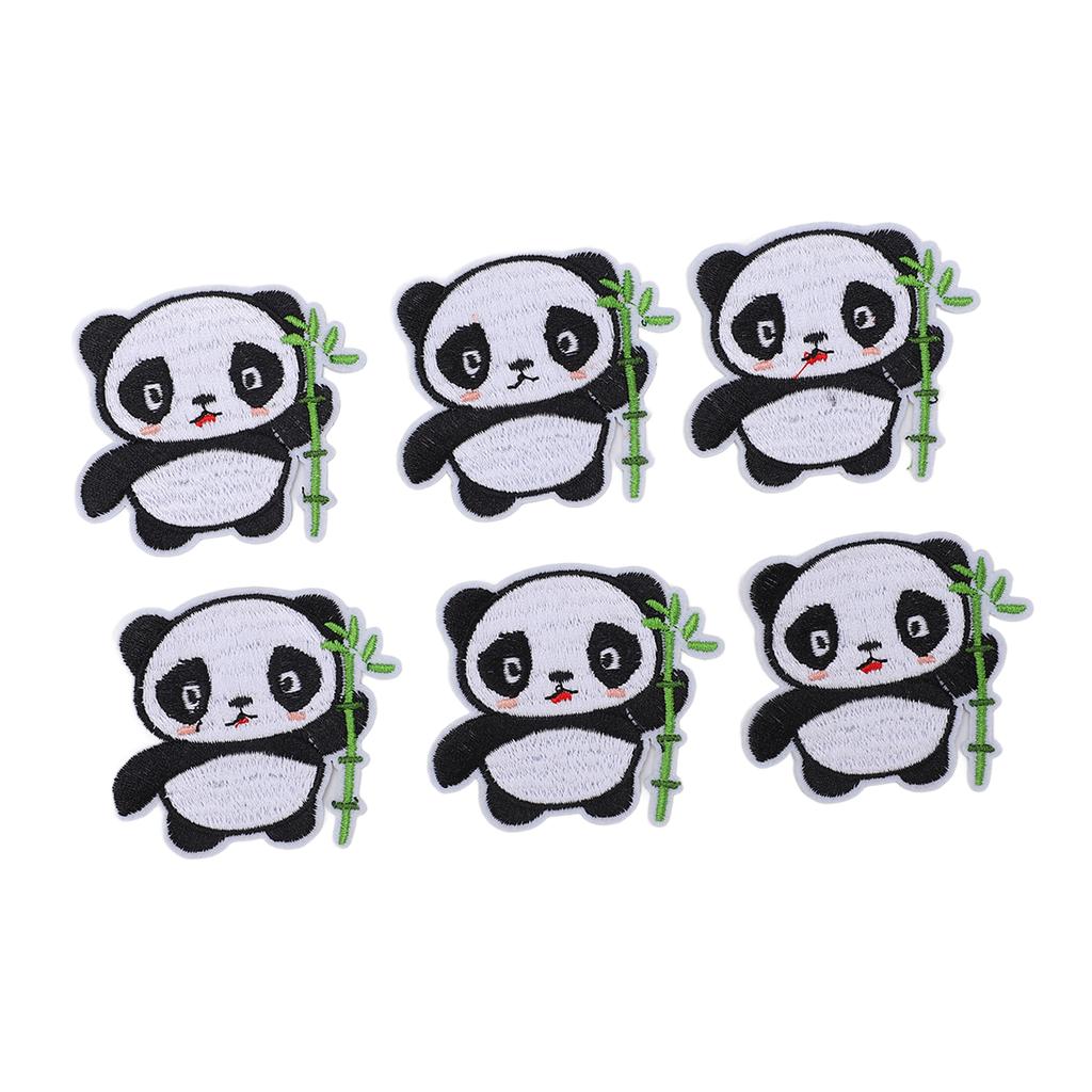 6PCS Panda Patch Panda Pattern DIY Sewing Sewing Patches Cotton Clothing Patches Custom Patches for