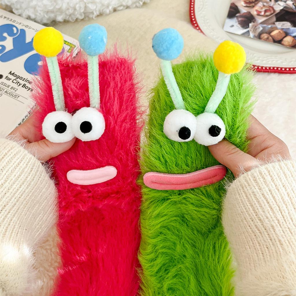 Raupen Plüsch Bodensocken, Lustige Tier Kniehohe Haussocken, Ultraweich für Damen Herren Jugendliche, Gemütliches Unisex Geschenk Weihnachtsstrumpf