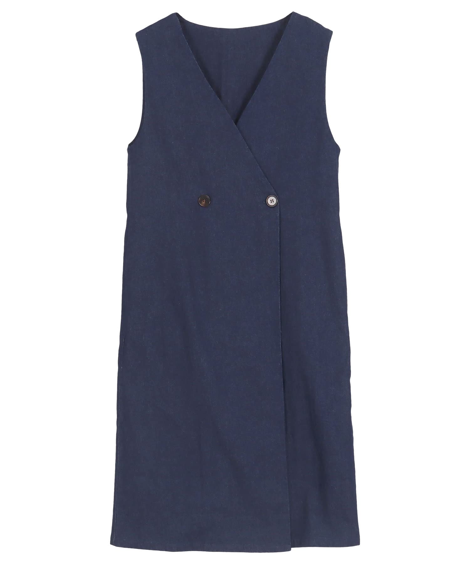 

Kobe Lettuce Women s Linen Long Gilet Jumper Skirt Dress [K1136] Sleeveless V-Neck Cotton/Linen Jumper Skirt, One Size Fits Most, Medium Denim