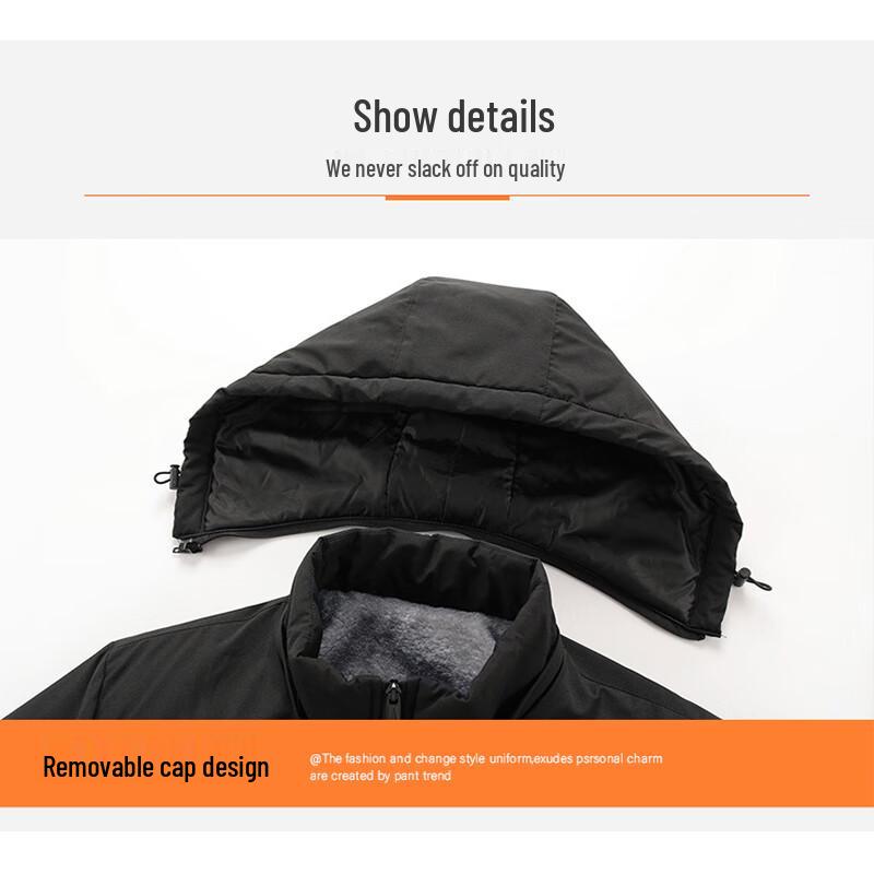 ROMON Men's Hooded Fleece-Lined Padded Jacket