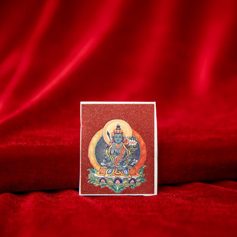 Tibetan Eight Protectors Cinnabar Mineral Sand Thangka Painting Core 4X5 - Birth Year Buddha