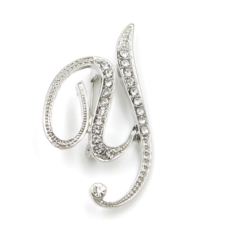 Trendy 26-Letter Rhinestone Brooch Pin - Fashion Accessory for Clothing & Bags