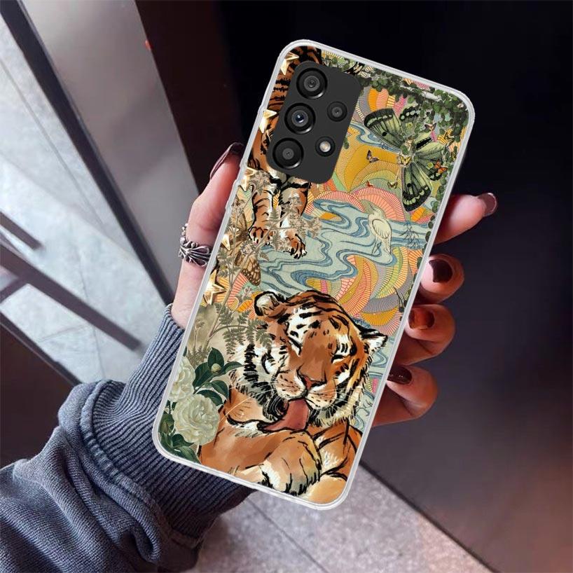 Superior Tiger Pattern Art Phone Case For Samsung Galaxy A52 A51 A50S A32 A22 A12 A02S A72 A71 A31 A70 A30S Note 20 Ultra 10 Plu