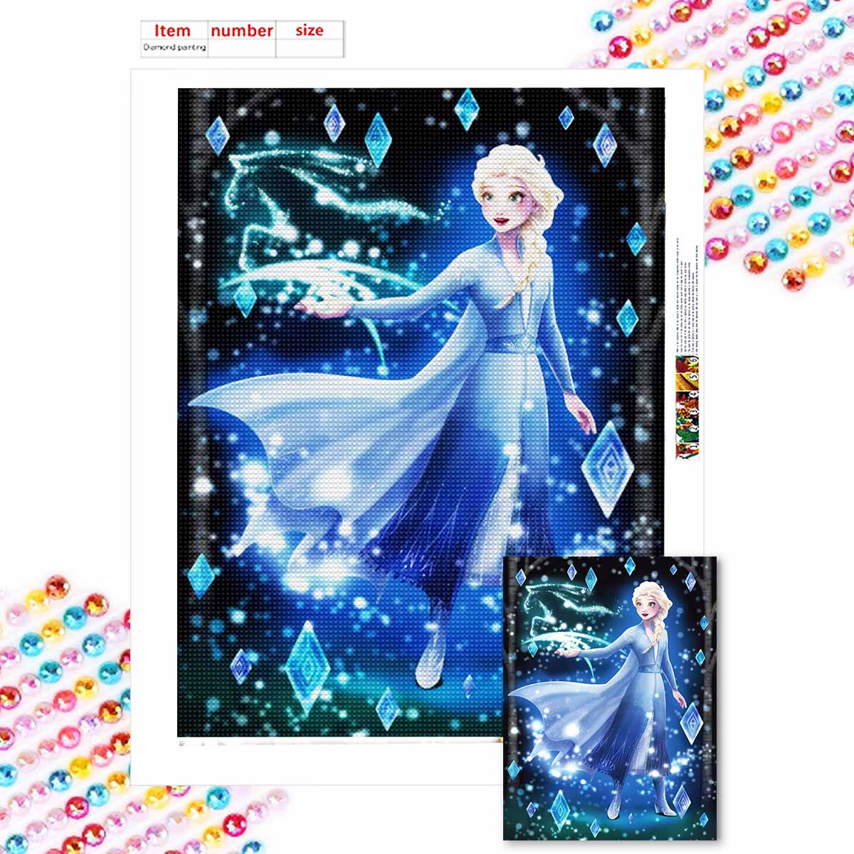 

Полная круглая алмазная живопись Эльза, Королева льда и снега Искусство Стразы Картина Мозаика DIY 5D Вышивка крестом Домашнее украшение Round 20x30cm