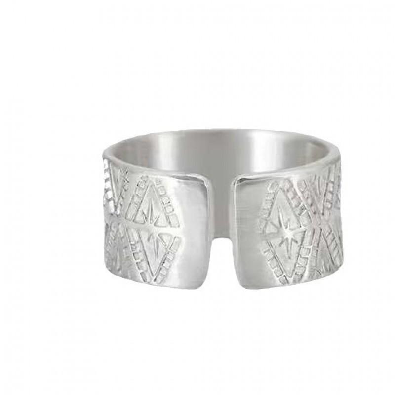 Adjustable Open Ring Men Women Vintage Geometric Finger With Tian Dao Chou Qin Motif