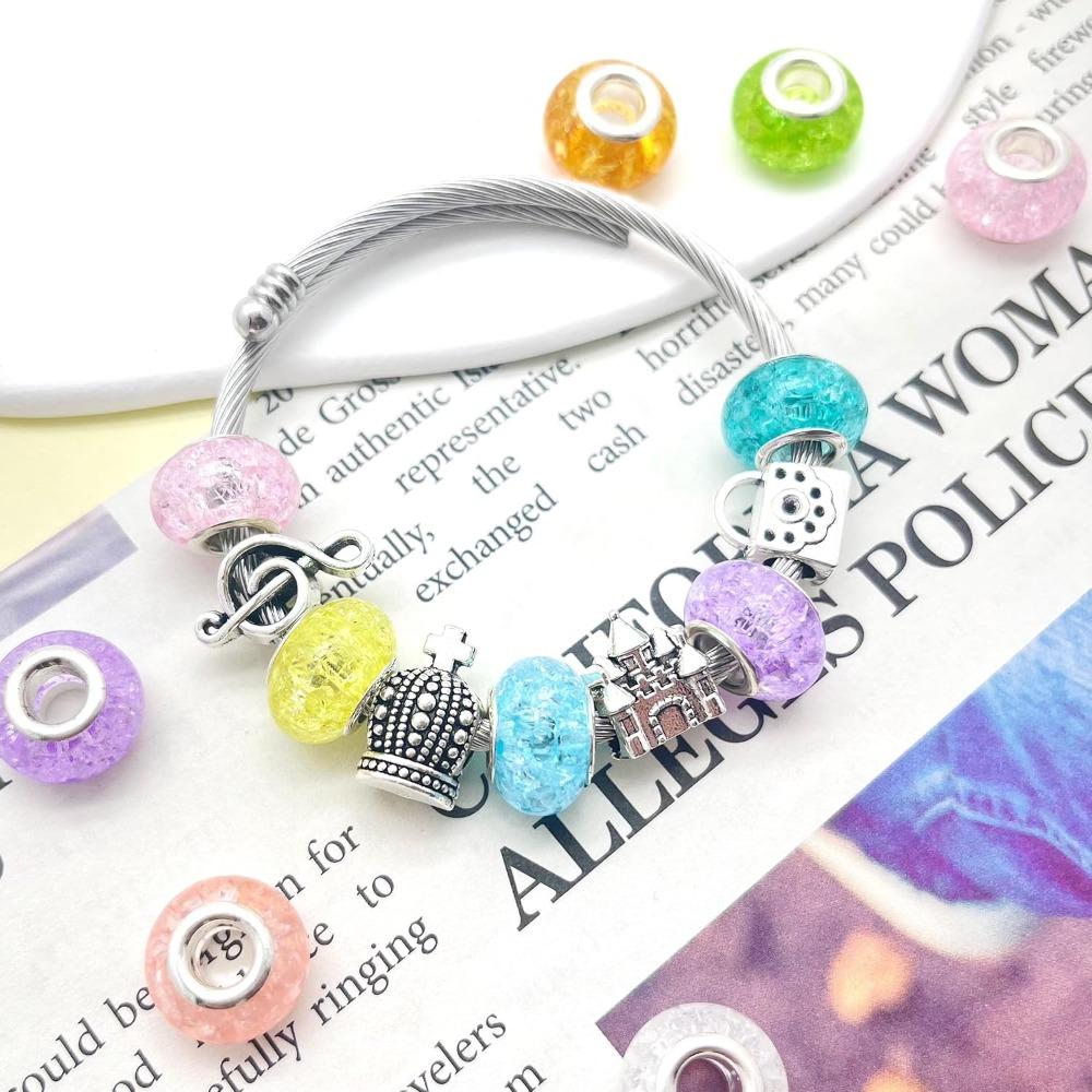 12/30/60PCS European Large Hole Lampwork Spacer Beads Assorted European Craft Beads Mixed Color for DIY Necklace Bracelet Jewelry Making