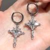 Fashion Korean Sparkling Snowflake Earrings Creative Punk Cross Earring Stud for Women Girl Jewelry Daily Party Gifts