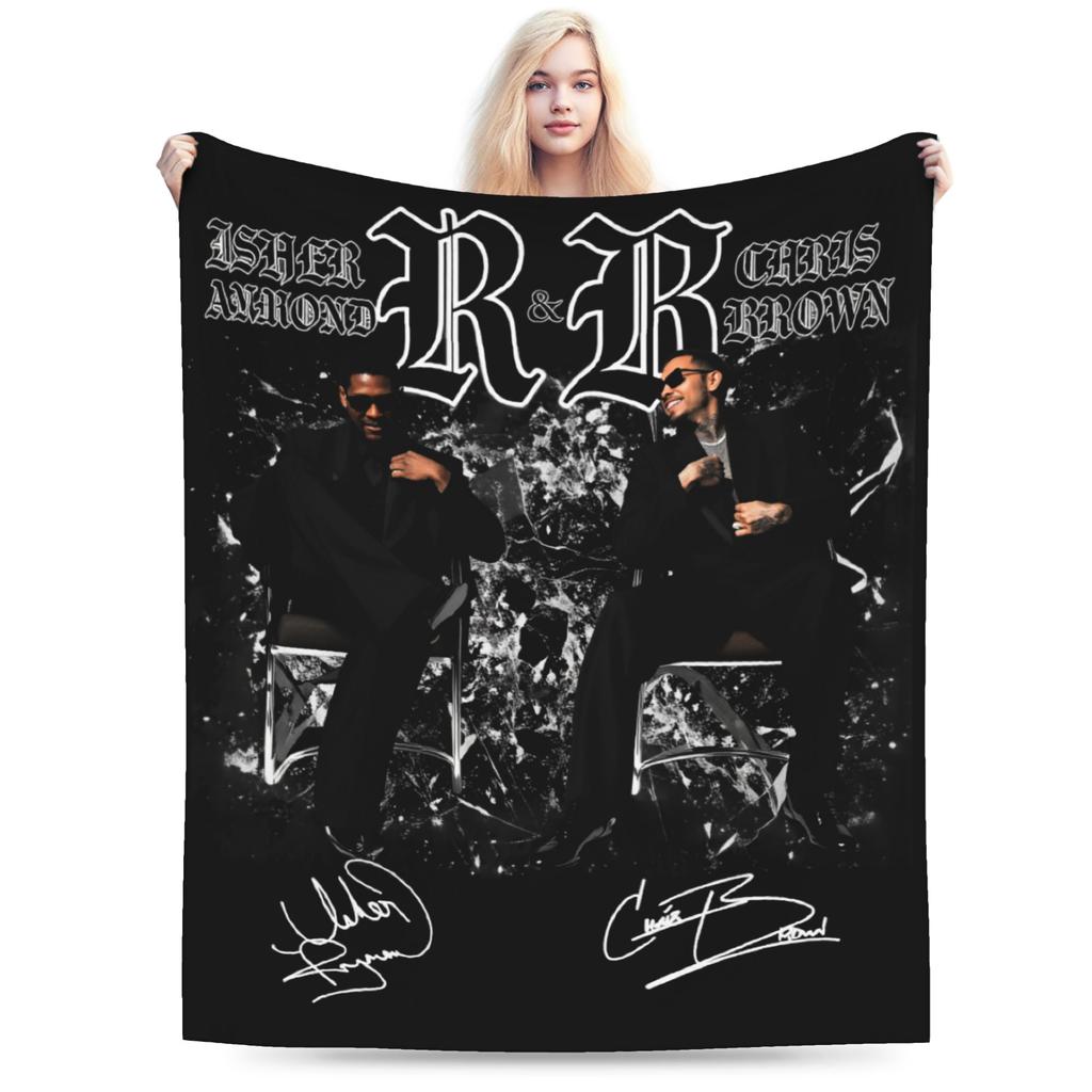 Chris Brown And Usher The Rb Tour Blanket Warm Soft Plush Throw Blanket For Girls Boys Couch Bed Flannel Bedspread Bed