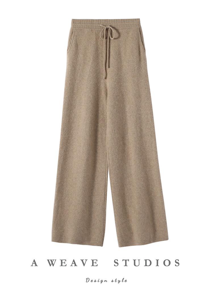 Luxury Soft Cashmere Wide-Leg Knit Pants for Women