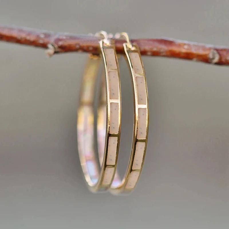 Creative Enamel Hoop Earrings for Women Gold Color/Rose Gold Color Temperament Sweet Girls Earrings Party Fashion Jewelry