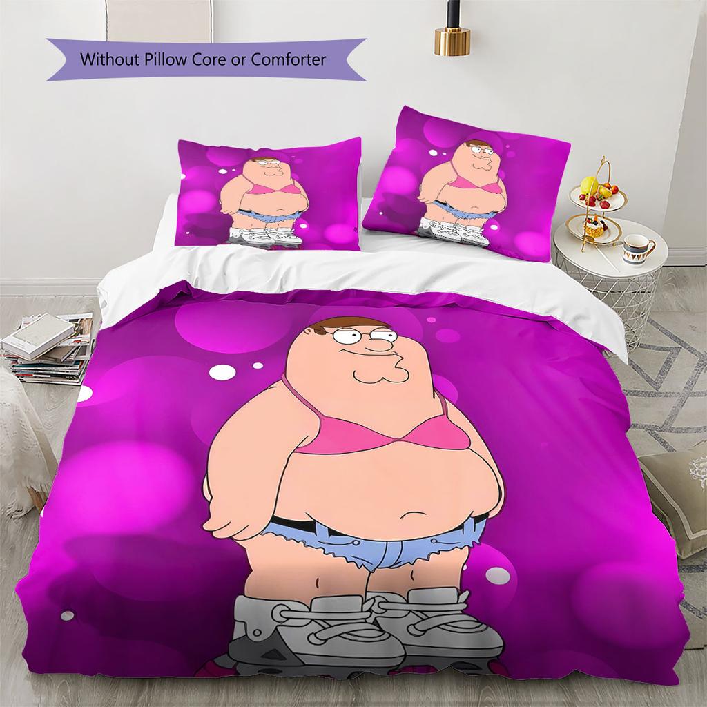 Rodinný typ Vzor Povlečení Sada prošívaných dek Quilt Cover Povlak na polštář Domácí dekorace Dárek k narozeninám (1 * povlak na peřinu + 2 * povlak na polštář, bez jádra)