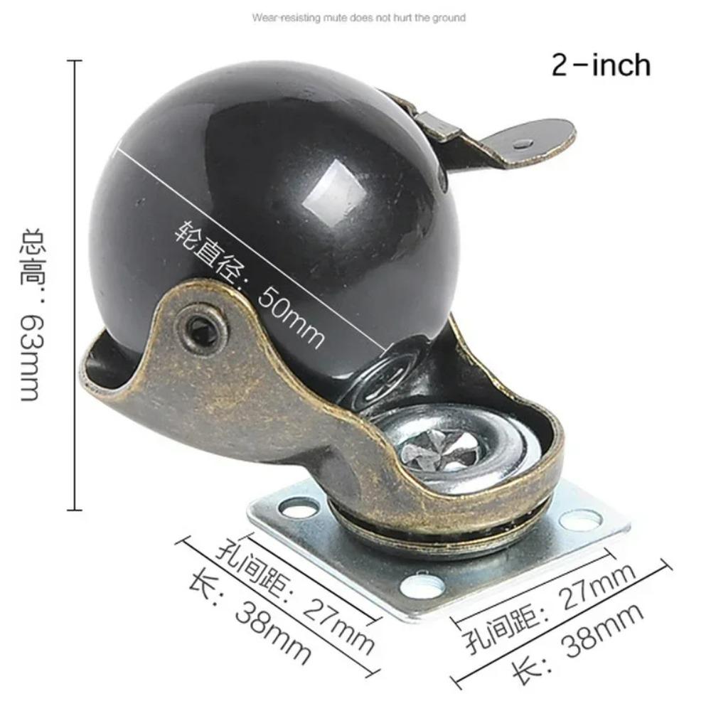 2/4pcs 2inch Caster 50mm Bearing Capacity 30kg Black Trolley Wheels Caster Rubber Swivel Casters for Office Chair Sofa Platform